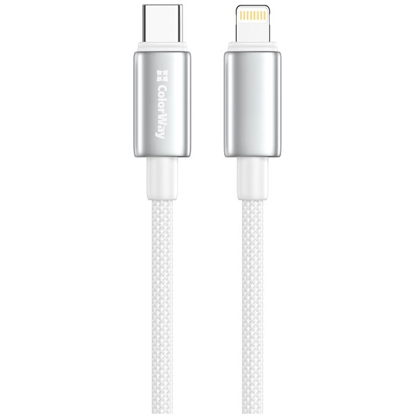 Фото - Кабель Colorway Type-C - Apple Lightning (zinc alloy braided) (PD Fast Charging 30W) 1м White (CW-CBPDCL098-WT)